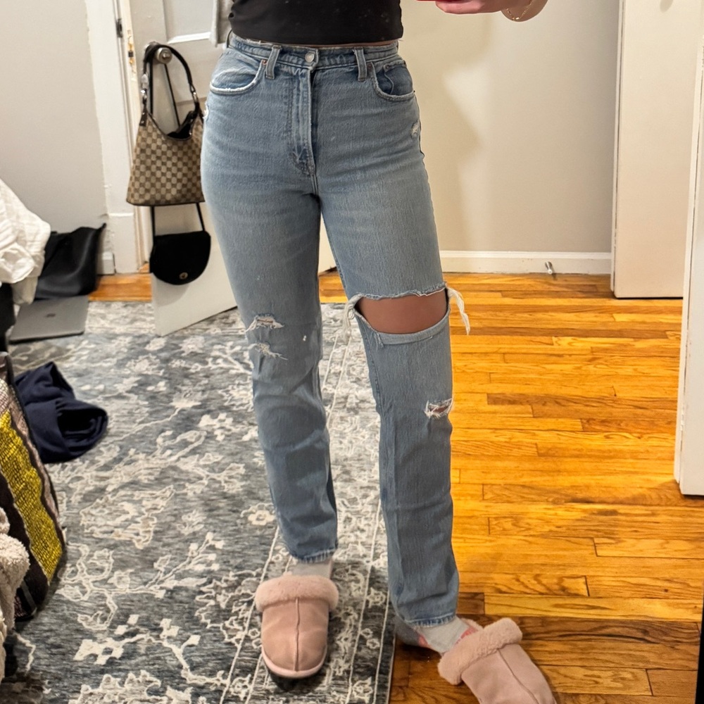 Abercrombie & Fitch 90s Straight Ripped Jeans Long